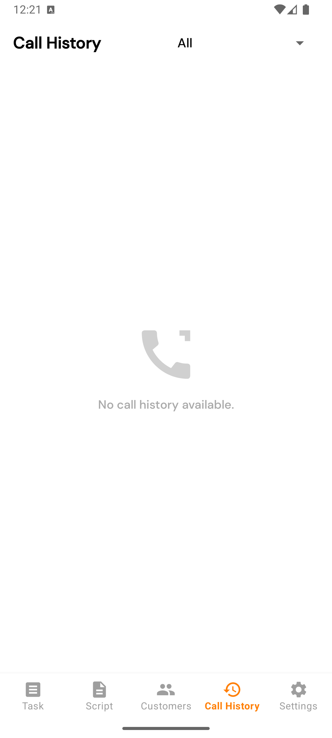 Call history tab