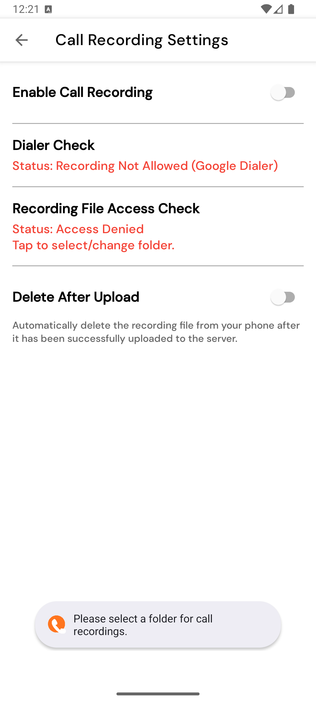 Call Recording Settings
