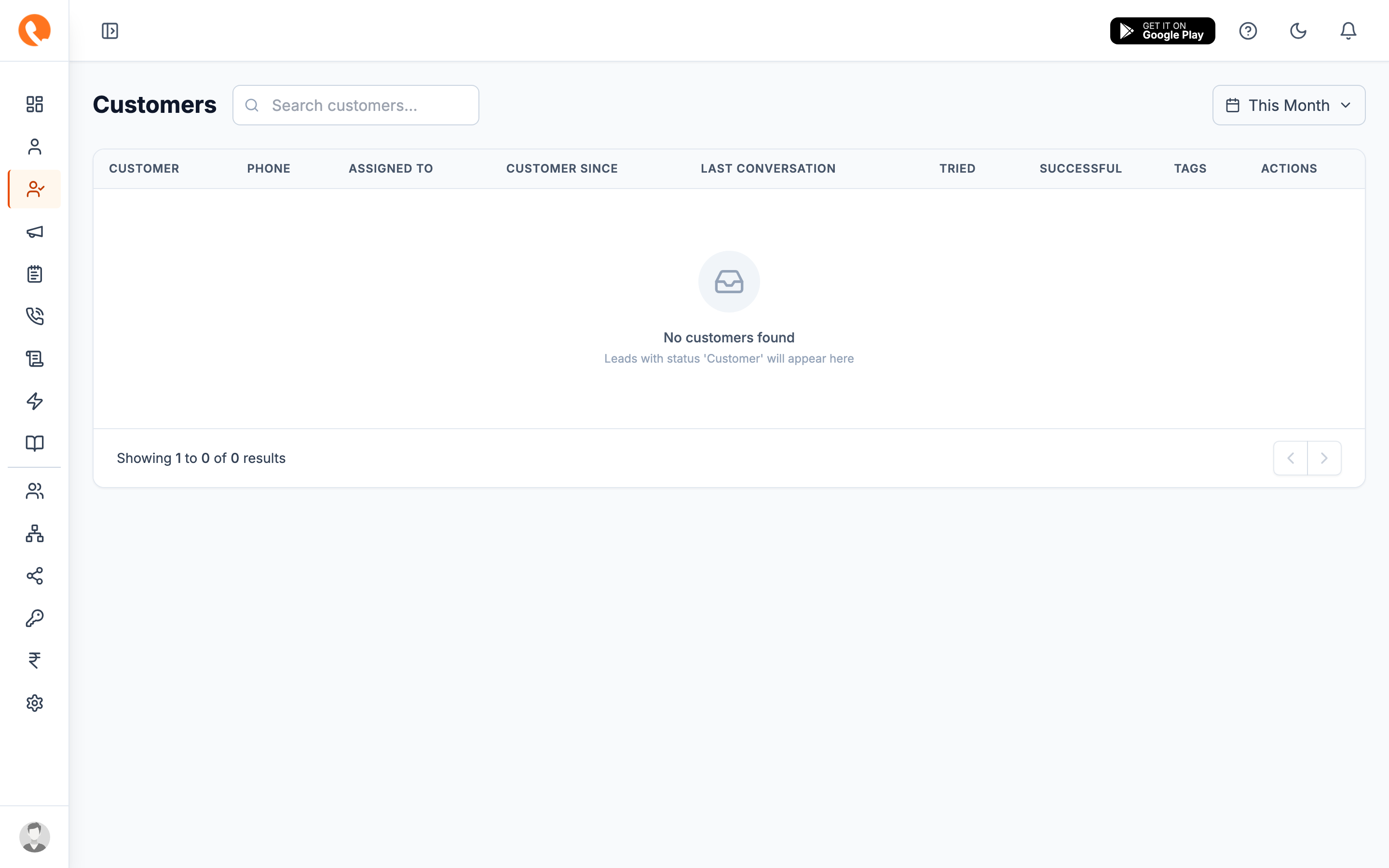 Customers page