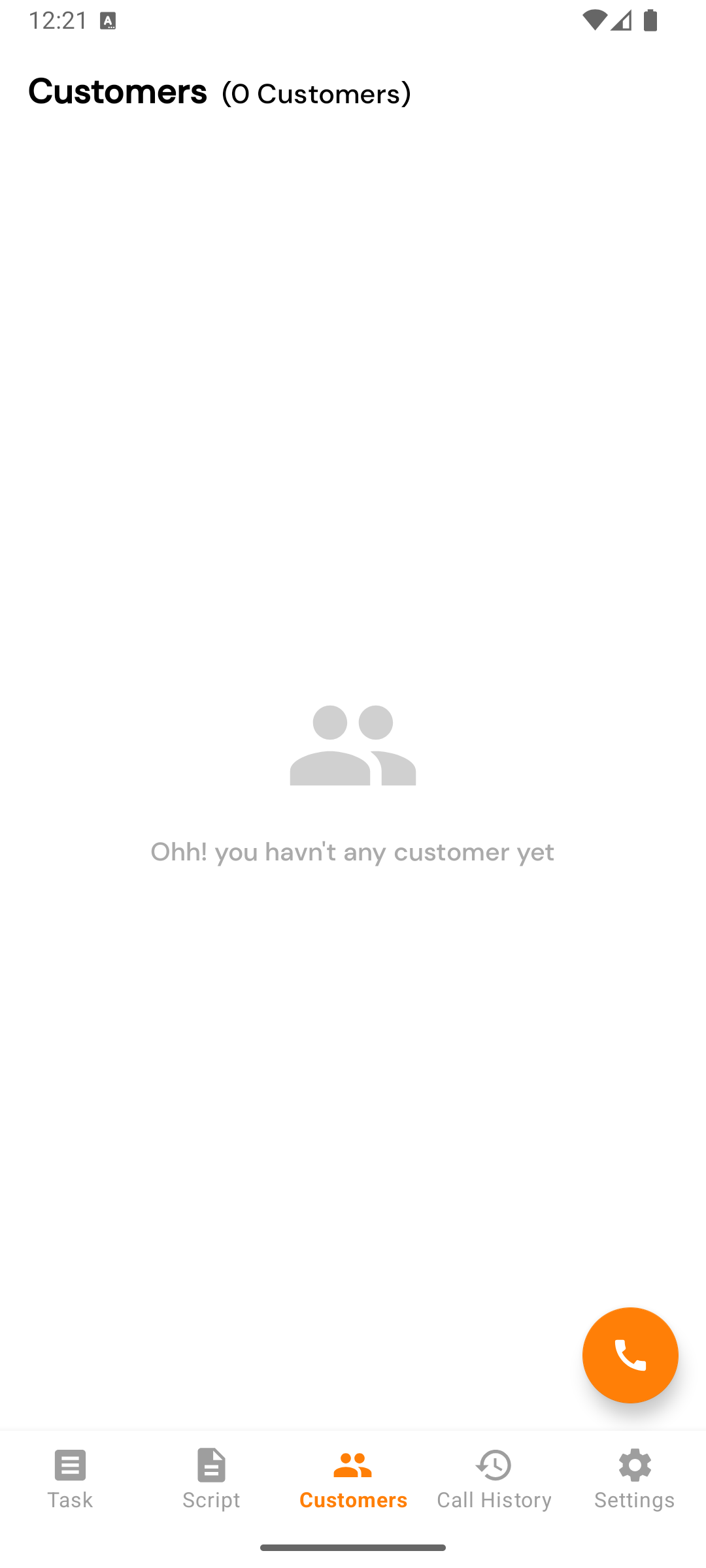 Customers tab
