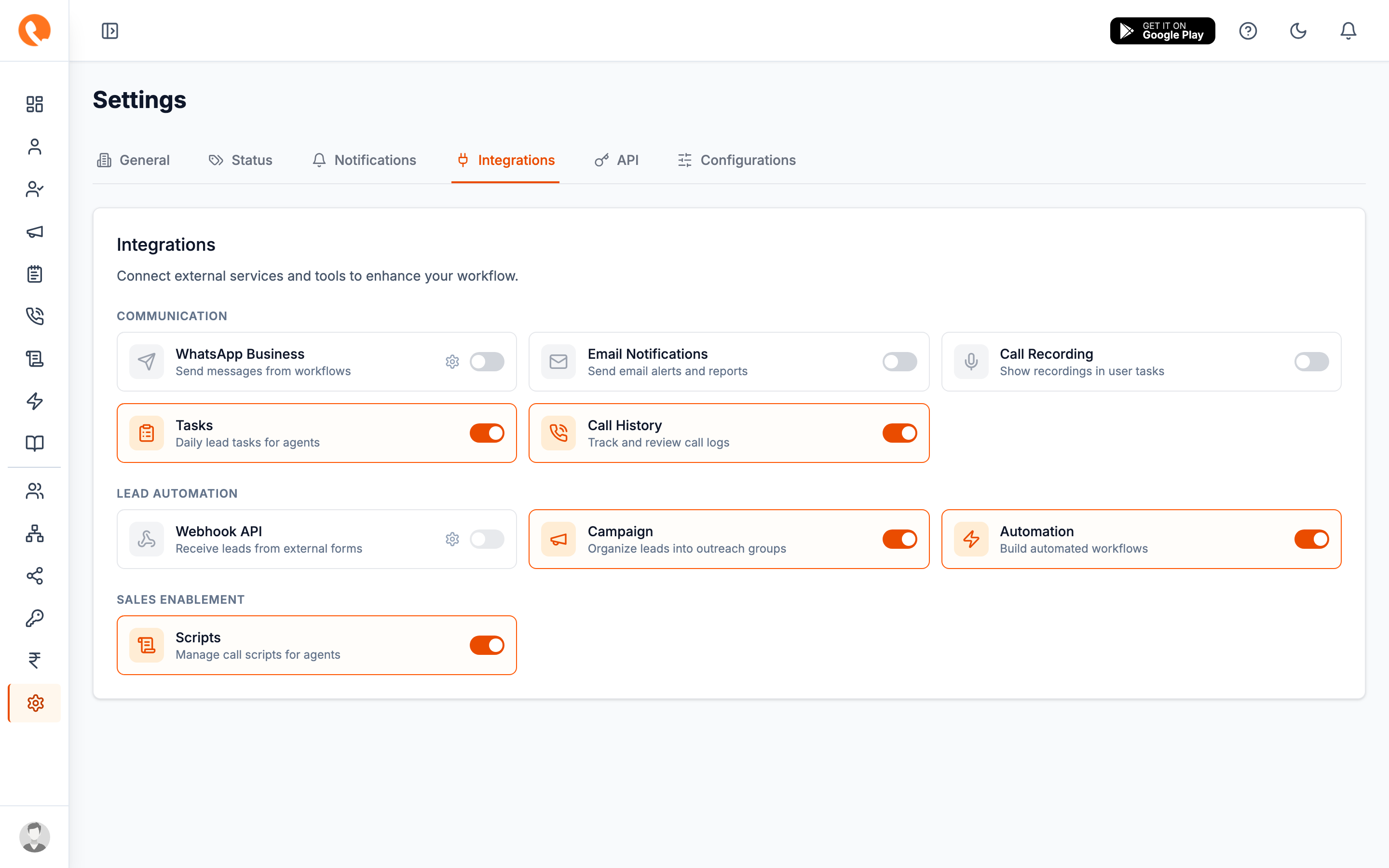 Webhook API drawer
